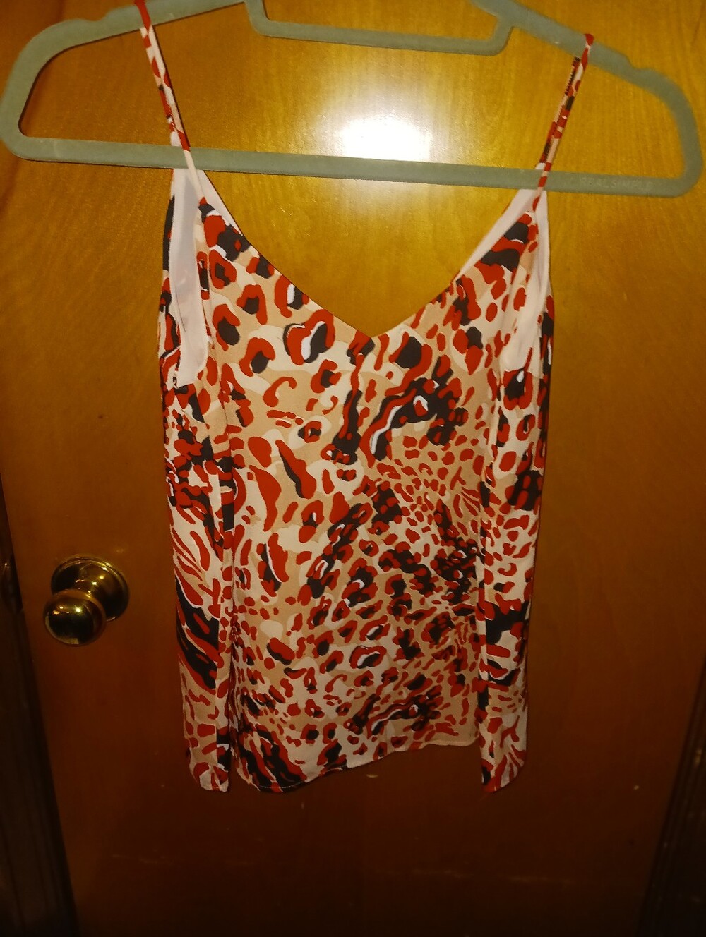 H&M Red and Black Leopard Print Spaghetti Strap Cami
